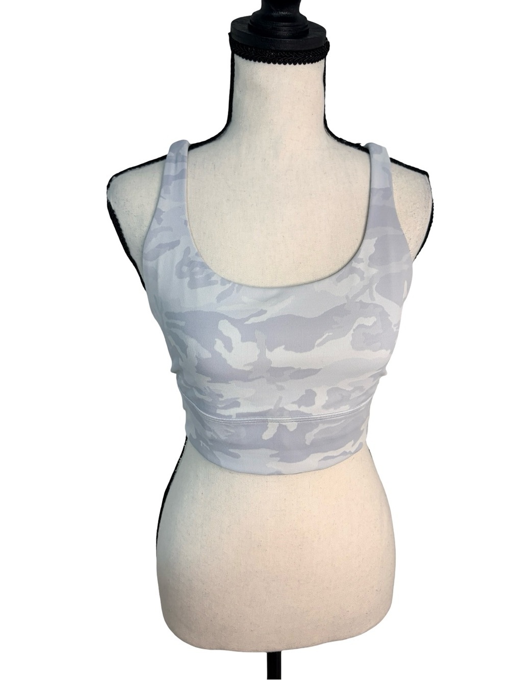 Lululemon Energy Bra Long Line Incognito Camo Alpine White Grey 10